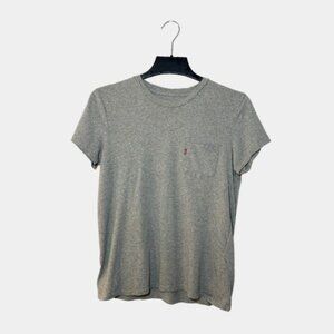 Levi's Perfect Crew Grey Pocket T-Shirt Short Sleeve Women's M Red Tab